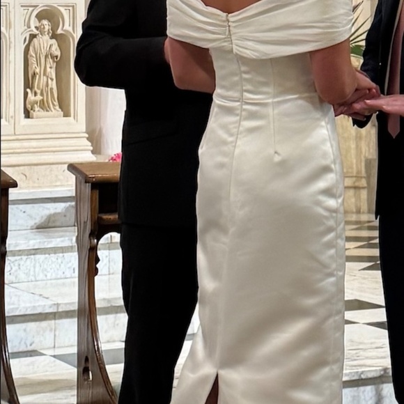 Amsale Mikado Satin & Taffeta Off-The Shoulder Bridal Dress - Picture 6 of 6